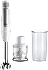 Braun Multiquick 7 MQ 7035X Stabmixer - Pürierstab Mit Abnehmbarem Edelstahl Mixfuß Mit Activeblade Technologie Zum Pürieren Der Härtesten Zutaten, Inkl. 3-Teiliges Zubehör Set, 1000 Watt, Schwarz Bucatarie Naty Shop Weiß Zerkleinerer (350G)