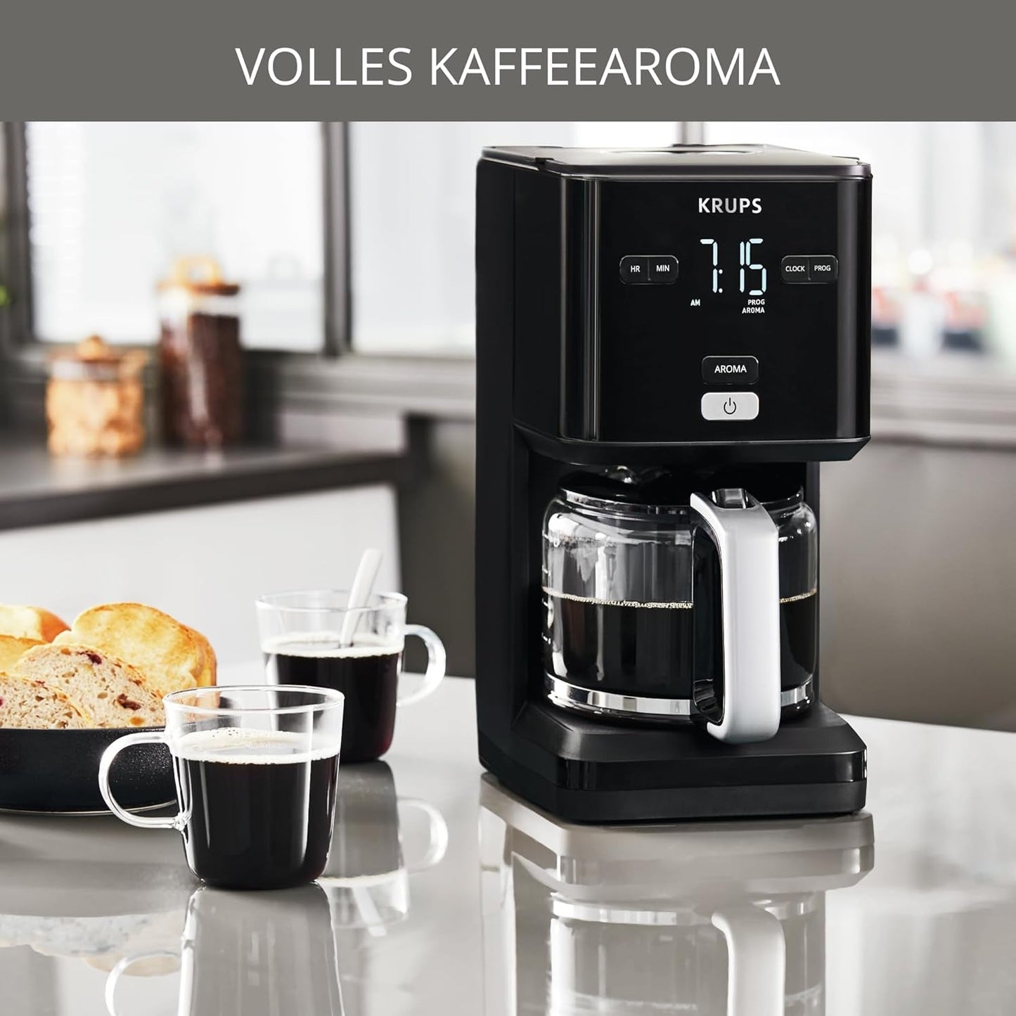 Aparat de cafea Krups Smart'n Light cu temporizator, pentru 1,25 litri de cafea filtrată, funcție de menținere la cald, oprire automată, negru, KM600810