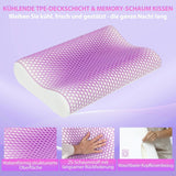 Pernă HOMCOM din spumă cu memorie, pernă pentru susținerea gâtului cu husă detașabilă, 2 înălțimi, ergonomică, pernă pentru gât responsivă 2S pentru diferite poziții de dormit, 60 x 40 cm, alb crem