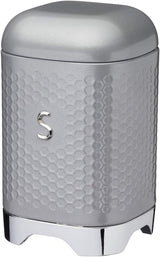 KitchenCraft Lovello caddy pentru ceai, caddy din oțel alb, suprafață texturată, stil 1950 cu capac, pentru ceai vrac și pliculețe de ceai, 11 cm x 11 cm x 19 cm, Ice White Cutii depozitare alimente Naty Shop Gri (Shadow Grey) Zahăr