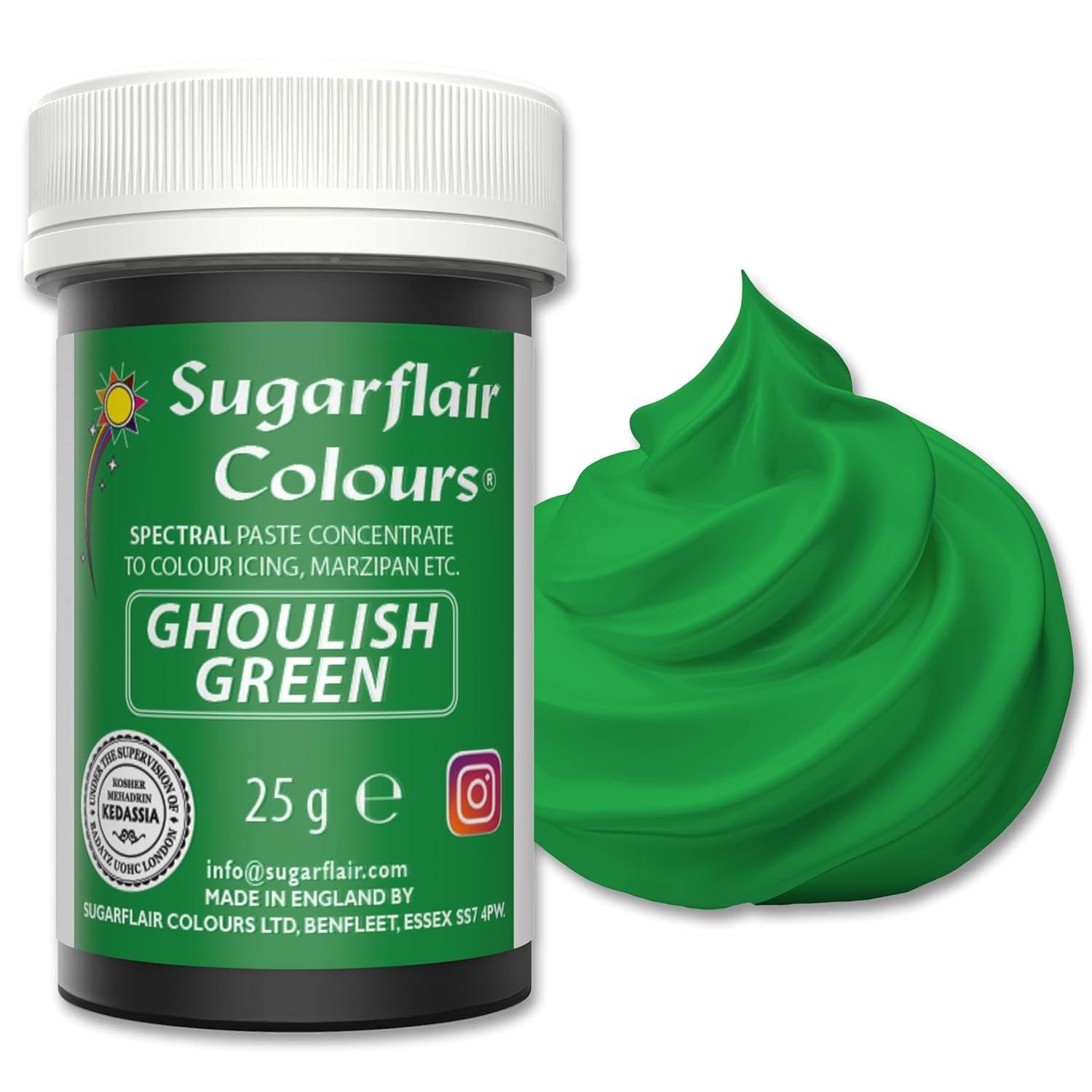 Pastă de colorant alimentar Sugarflair Grafit, colorant alimentar spectral concentrat pentru cremă de unt, pastă de zahăr, glazură, mixuri pentru prăjituri, macarons și multe altele! - 25g