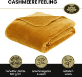Gözze - Pătură confortabilă Premium Cashmere-Feeling, 500 G/M², 180 X 220 Cm - muștar Paturi si Cuverturi Besuche den GÃ¶zze-Store