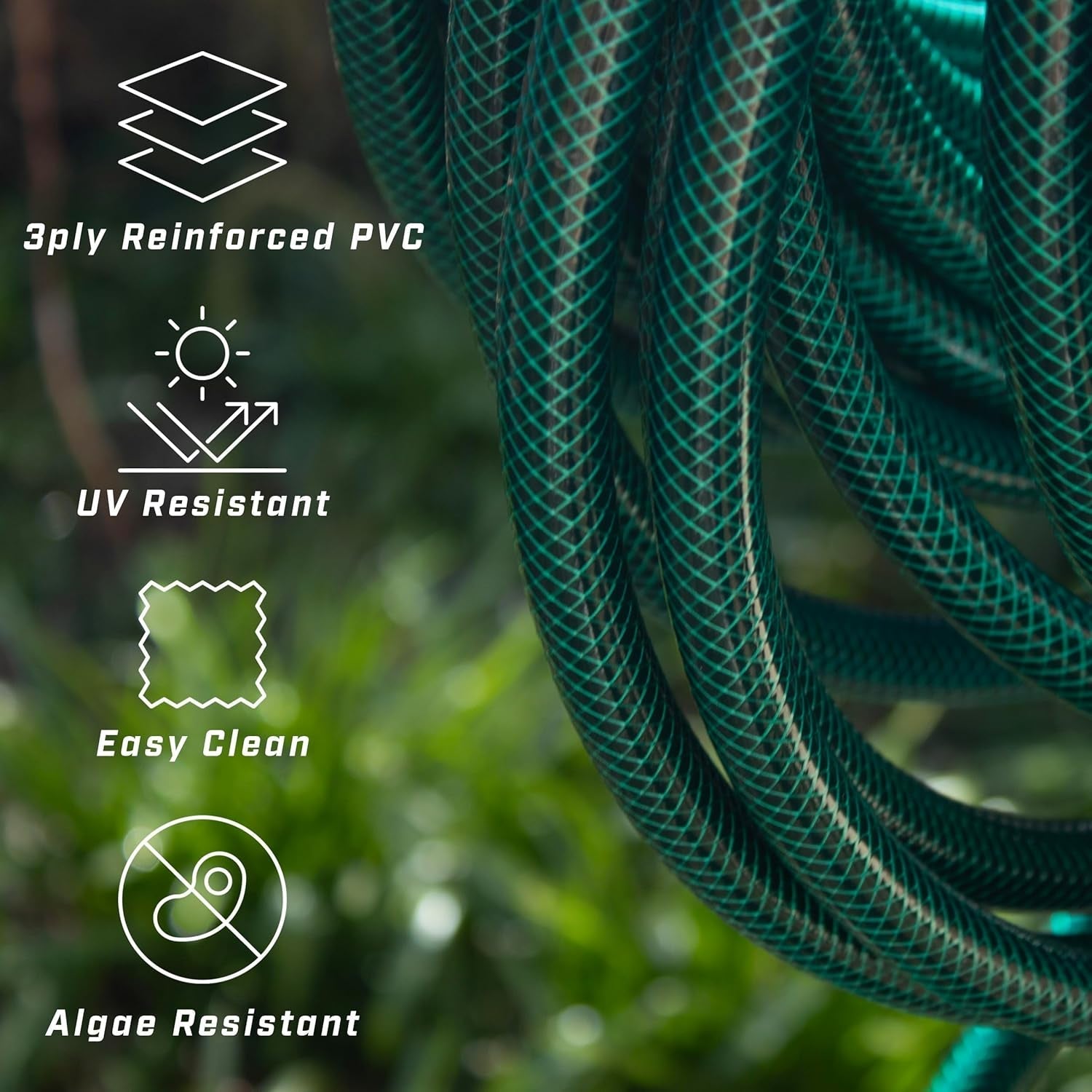 Furtun de grădină Faithfull 50 m (164 ft) ranforsat, diametru 12,7 mm (1/2 inch) – țeavă rezistentă din PVC, verde