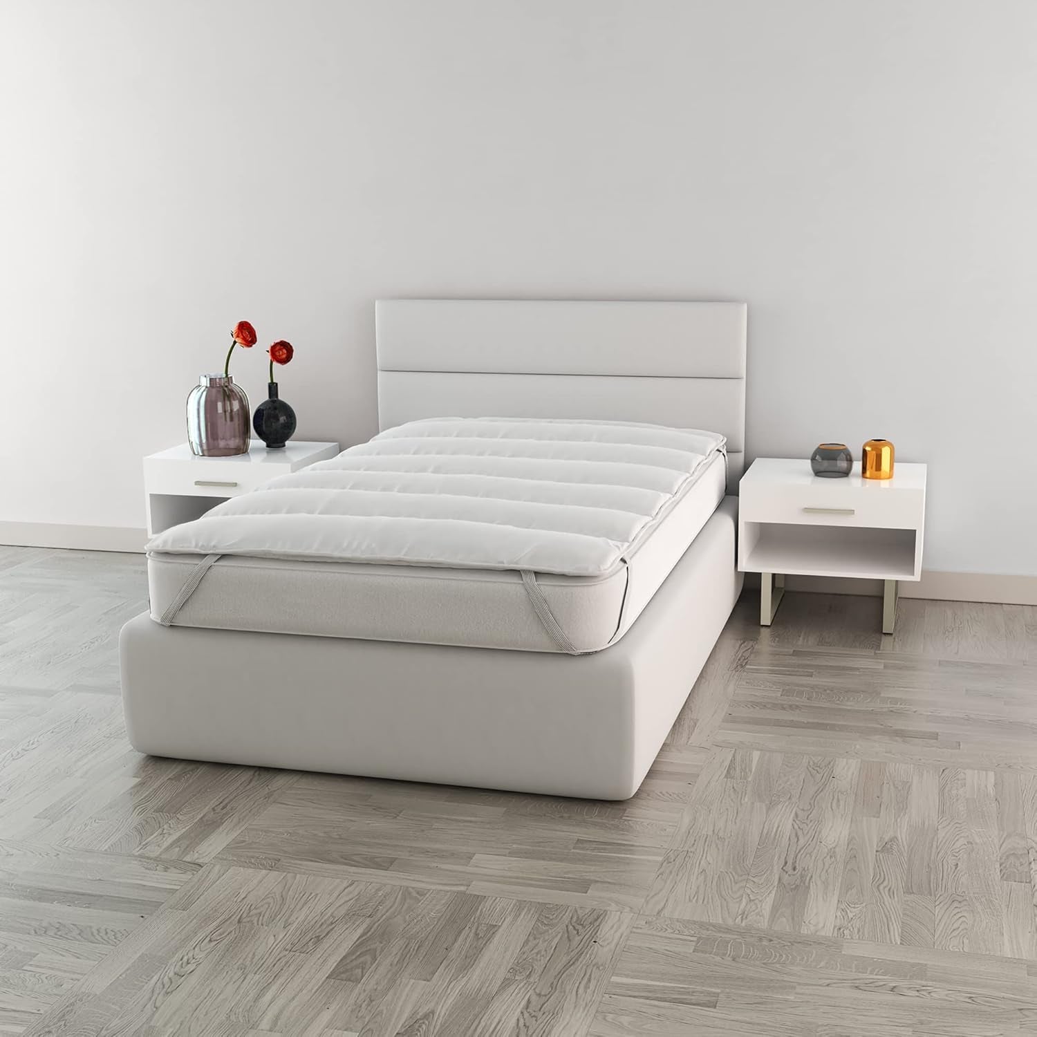 Lenjerie de pat italiană Elegant matlasat Topper, alb, dublu Plapumi si pilote Naty Shop 120X195