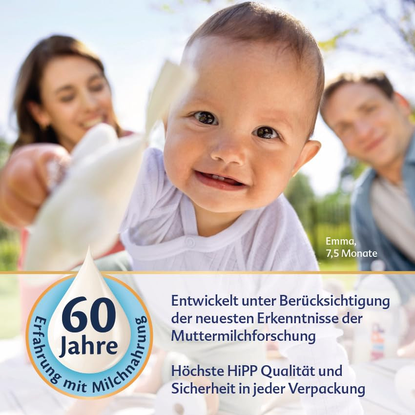 Lapte de continuare HiPP 3 Organic (4 x 600g) - după 10 luni, cu Omega-3 (DHA, ALA), Calciu, Vitamina D, de cea mai bună calitate organică