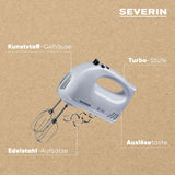 SEVERIN Handmixer HM3820 (LBH 20X9X14 Cm) LBH 20X9X14 Cm Weiß Bucatarie Naty Shop