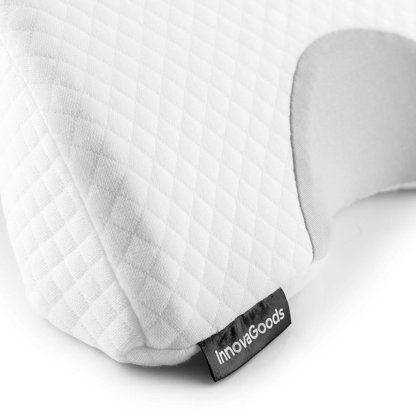 InnovaGoods - Pernă cervicală vâscoelastică pentru cupluri, Design ergonomic pentru relaxare în cuplu, Spumă cu memorie pentru ameliorarea presiunii, Husă detașabilă, Alb, 36 x 12,5 x 30,5 cm, Spumă cu memorie