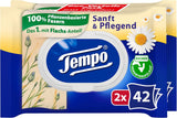 Șervețele umede de toaletă Tempo "Gentle & Caring" - Megapack - 16 pachete a câte 42 de șervețele - Duo Packs - cu mușețel natural - hârtie igienică, testată dermatologic și neutră față de Ph-ul pielii
