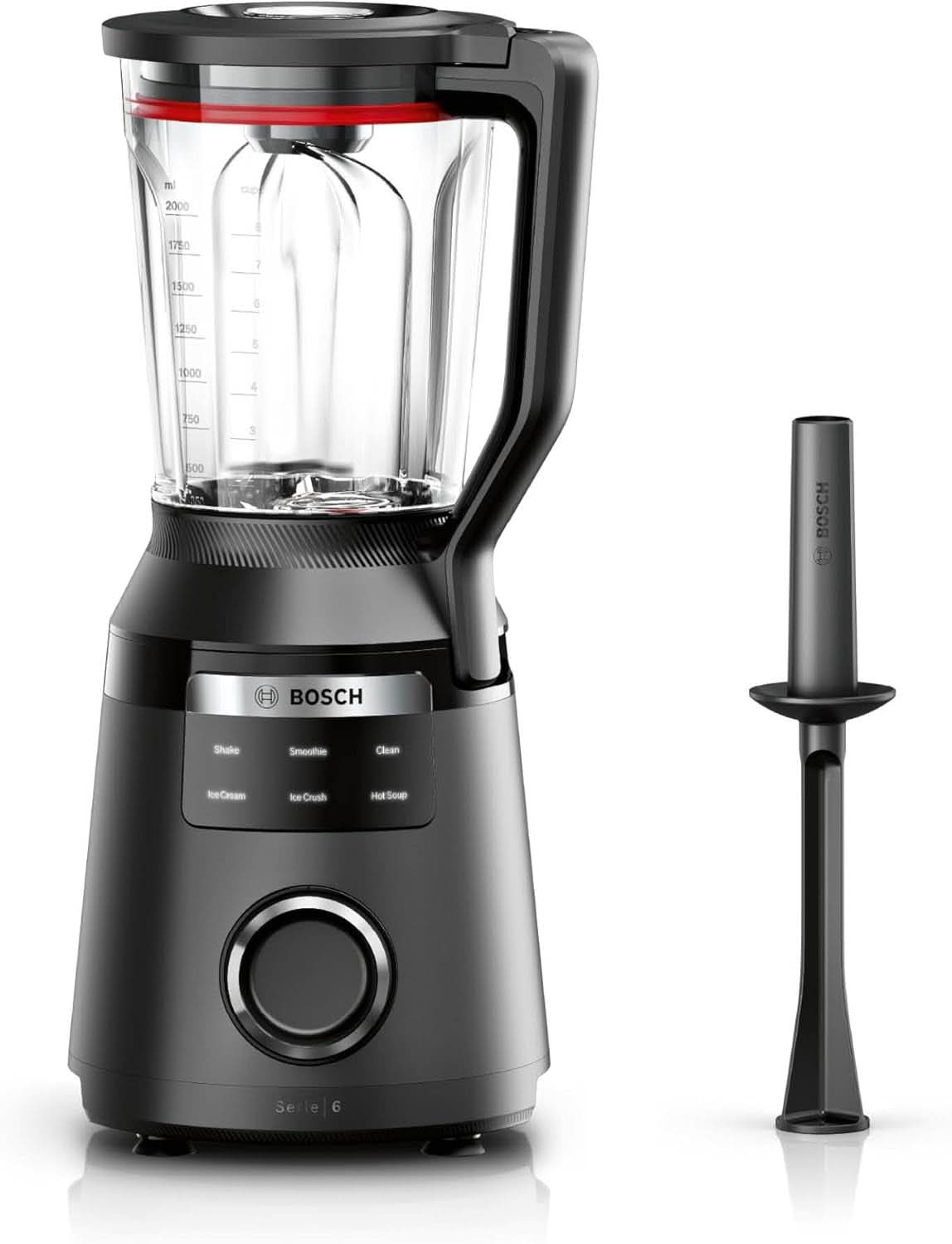 Highspeed-Standmixer Vitapower Serie 6 MMBD665B1, 45.000 U/Min, 6 Programme Inkl Heiße Suppe & Reinigung, 2 L Mixbehälter, Stopfer, Spülmaschinenfeste Teile, Made in Europe, 1800W, Schwarz Bucatarie Naty Shop