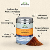 Herbaria Obazd is! bio 90g M-Dose – Bio-Gewürzmischung bayerischen Biergartenklassiker Obazda – für Brotaufstriche, Käsegerichte, Käsefondue – Raclette Gewürz - in nachhaltiger Aromaschutz-Dose