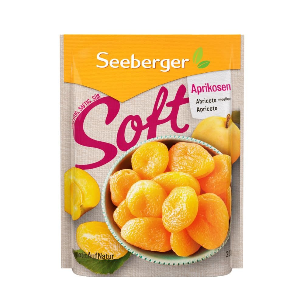 Caise moi Seeberger: Caise delicios de moi și suculente - textură dulce și catifelată - fără zahăr adăugat - uscate - fără sâmburi, vegane (1 x 200 g) Produse deshidratate Naty Shop 200 G (1 pachet)