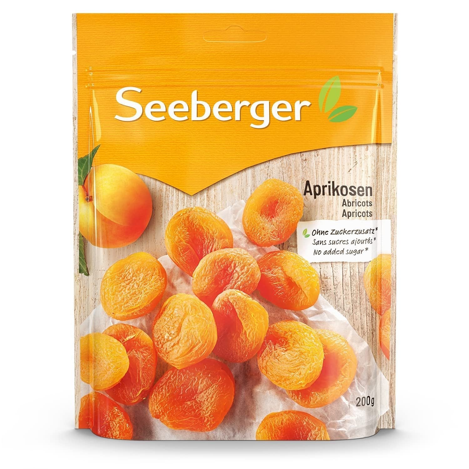 Caise Seeberger: Caise foarte mari, coapte la soare și portocalii strălucitoare - gust dulce, fructat - fără zahăr - uscate - fără sâmburi, vegane (1 x 125 g) Produse deshidratate Naty Shop 200 G (1 pachet)