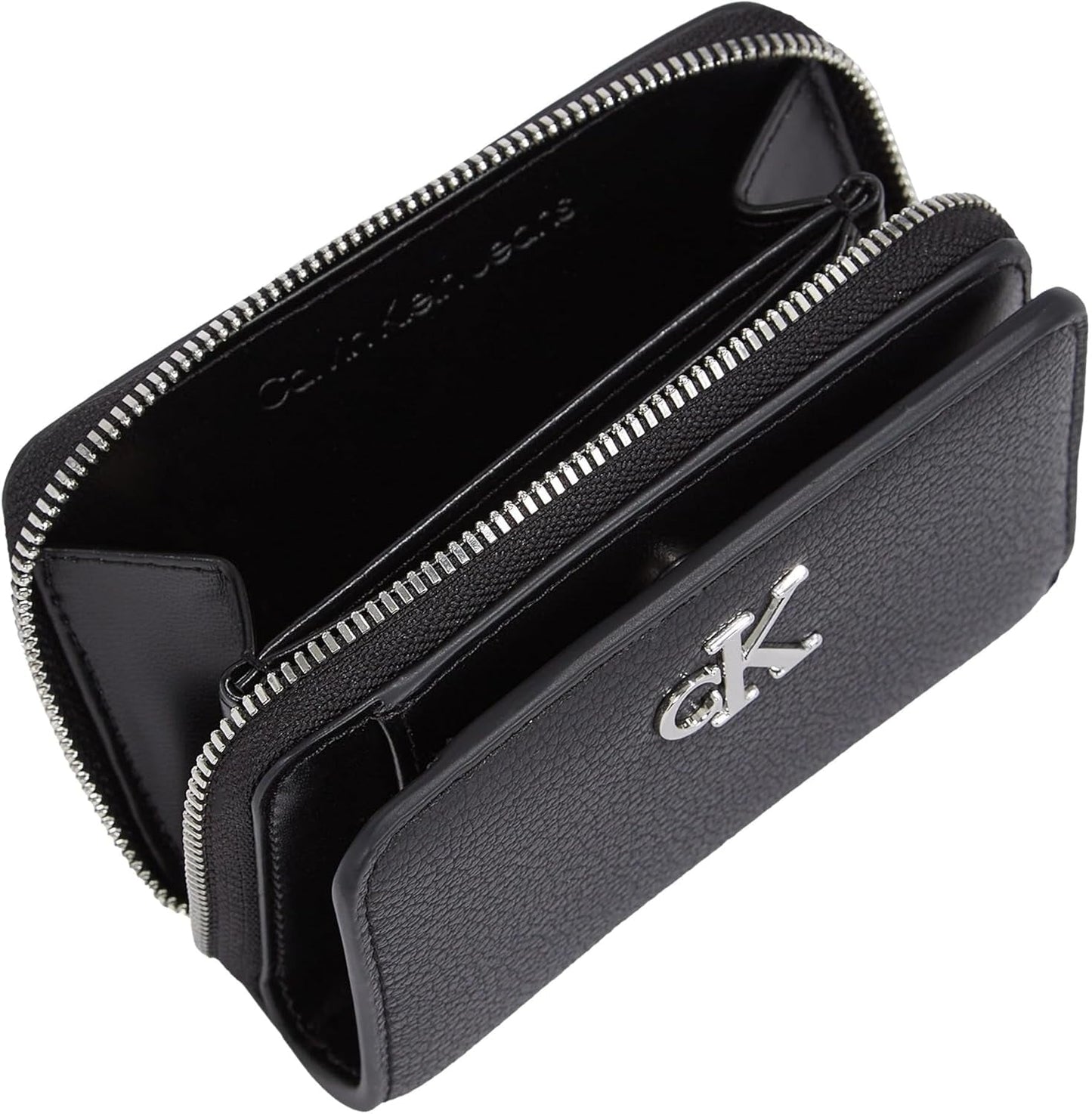 Calvin Klein doamnelor portofel Minimal Monogram Zip Around Klein, negru (negru), o mărime Portofel Femei Naty Shop