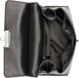 Calvin Klein Ladies Turn Lock Satchel - 2 în 1, piele vegană, 3 buzunare Becky Turnlock Geantă de umăr, negru/argintiu Genti Femei Naty Shop