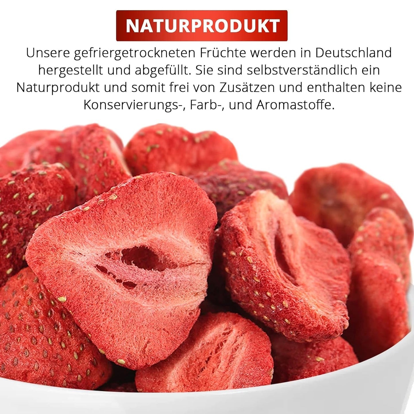 Căpșuni liofilizate, 100g fructe liofilizate în felii, neîndulcite, chipsuri cu căpșuni fructate, căpșuni uscate Produse deshidratate Naty Shop