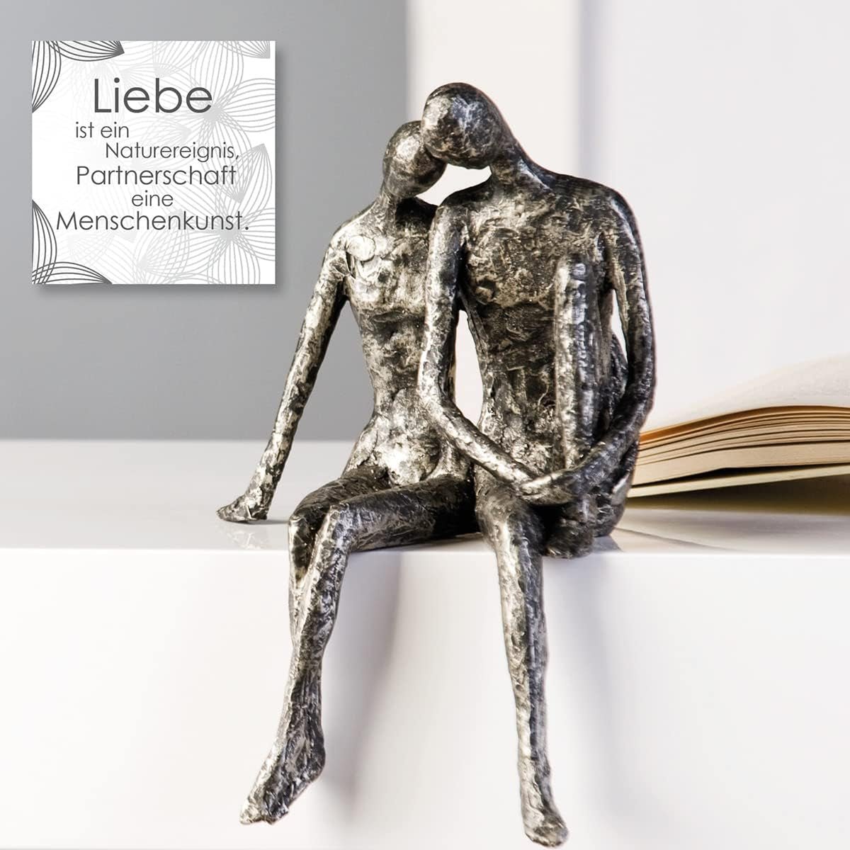 Casablanca Sculptură - Figurină decorativă Cuplu - Poliresină - Culoare: argint antic Înălțime 25 cm Statuete si sculpturi Naty Shop