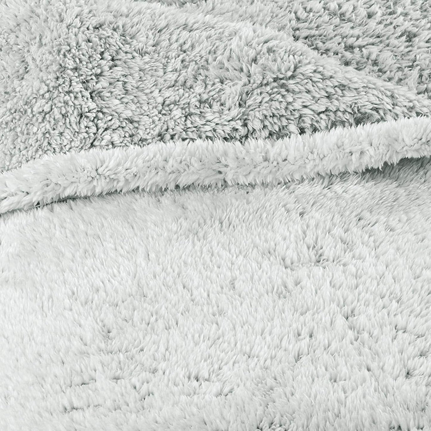 Aqua-Textil Fluffy cuddly pătură 150 X 200 Cm Gri Alb Melange Plush TV pătură Bedspread Sherpa Fleece Oeko-Tex Ottawa Paturi si Cuverturi Besuche den aqua-textil-Store