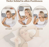 Wellsync pernă pentru gât Pernă ergonomică Pernă din spumă de memorie Pernă ortopedică Pentru persoane care dorm lateral Persoane care dorm pe spate Persoane care dorm abdominal Dureri de gât Alb Gri Perne ortopedice cervicale Naty Shop