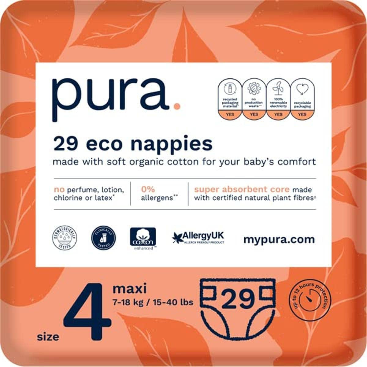 Scutece Eco Baby - Mărimea 3 (4-9 kg), 1 pachet (26 scutece), scutece ultra-moi pentru piele sensibilă, bumbac organic, protecție împotriva scurgerilor de până la 12 ore, ghid de mărimi nou