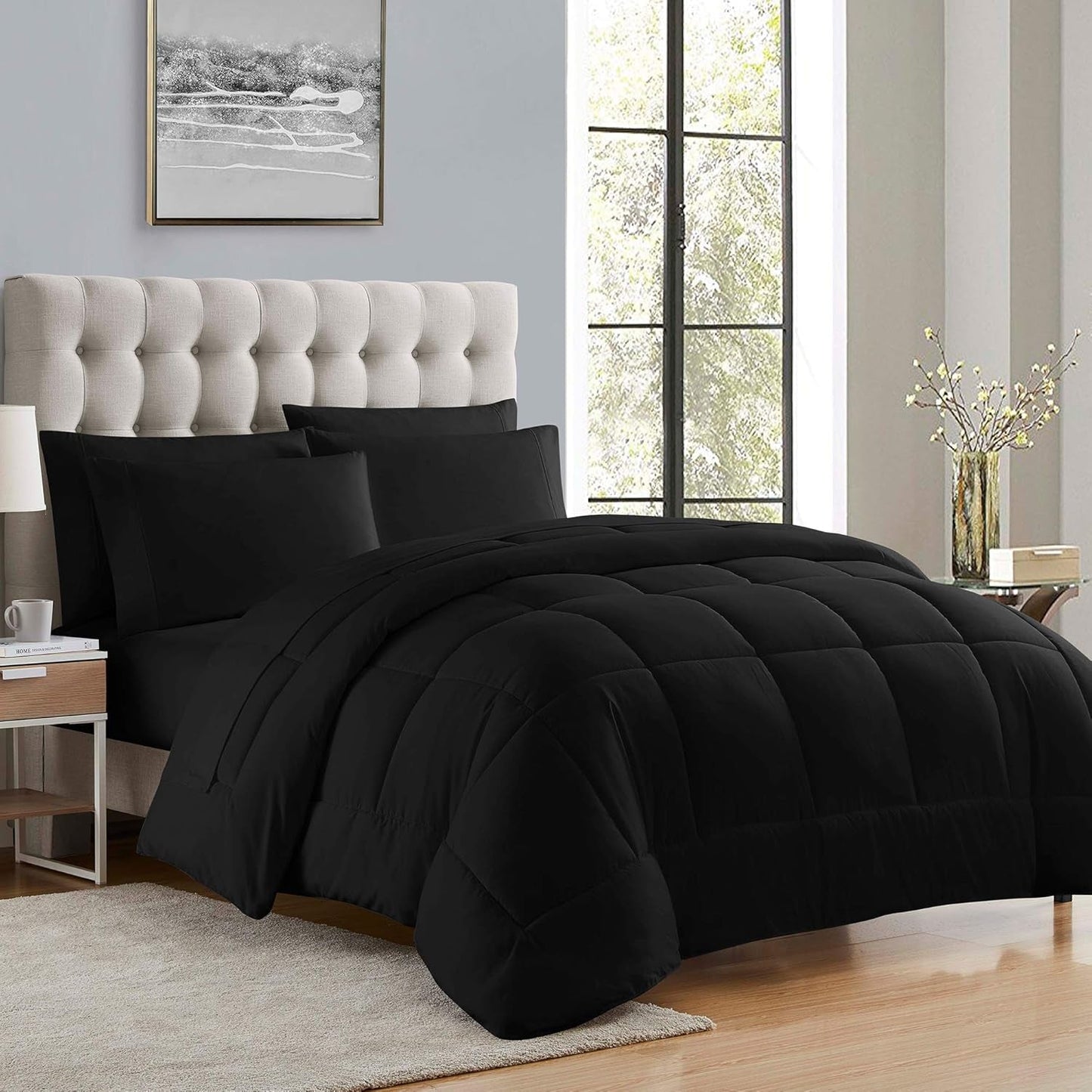 Sweet Home Collection Plapumă alternativă pentru toate anotimpurile, Căldură, Lux, Pluș, Loft, Microfibre, Umplutură, Lenjerie de pat, Full, Roșu deschis King Plapumi si pilote Naty Shop Negru Geamăn