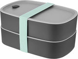 BergHoff cutie bento dublă - Leo (set cutie de prânz 19x12.5x9 cm, două cutii, rezistent la microunde, sigiliu etanș, rezistent la spălarea vaselor, ideal pentru gustări / gustări / salată) 3950126 Cutii depozitare alimente Naty Shop Clasic