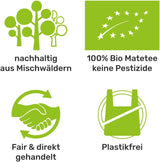 Set ceai Mate Bio ● 3 sortimente de Mate + 2 căni Mate din oțel inoxidabil cu pereți dubli + 2 bombillas + instrucțiuni de preparare (negru)