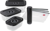 Set de vid Küchenprofi EASYFRESH | Set din 7 piese | 1x pompă electrică de vid, 1x borcan de vid S, M și L, 3x pungi de vid 22x21 cm | sticlă borosilicată, plastic de înaltă calitate | preparare și depozitare Cutii depozitare alimente Naty Shop Set aspirator 7 piese