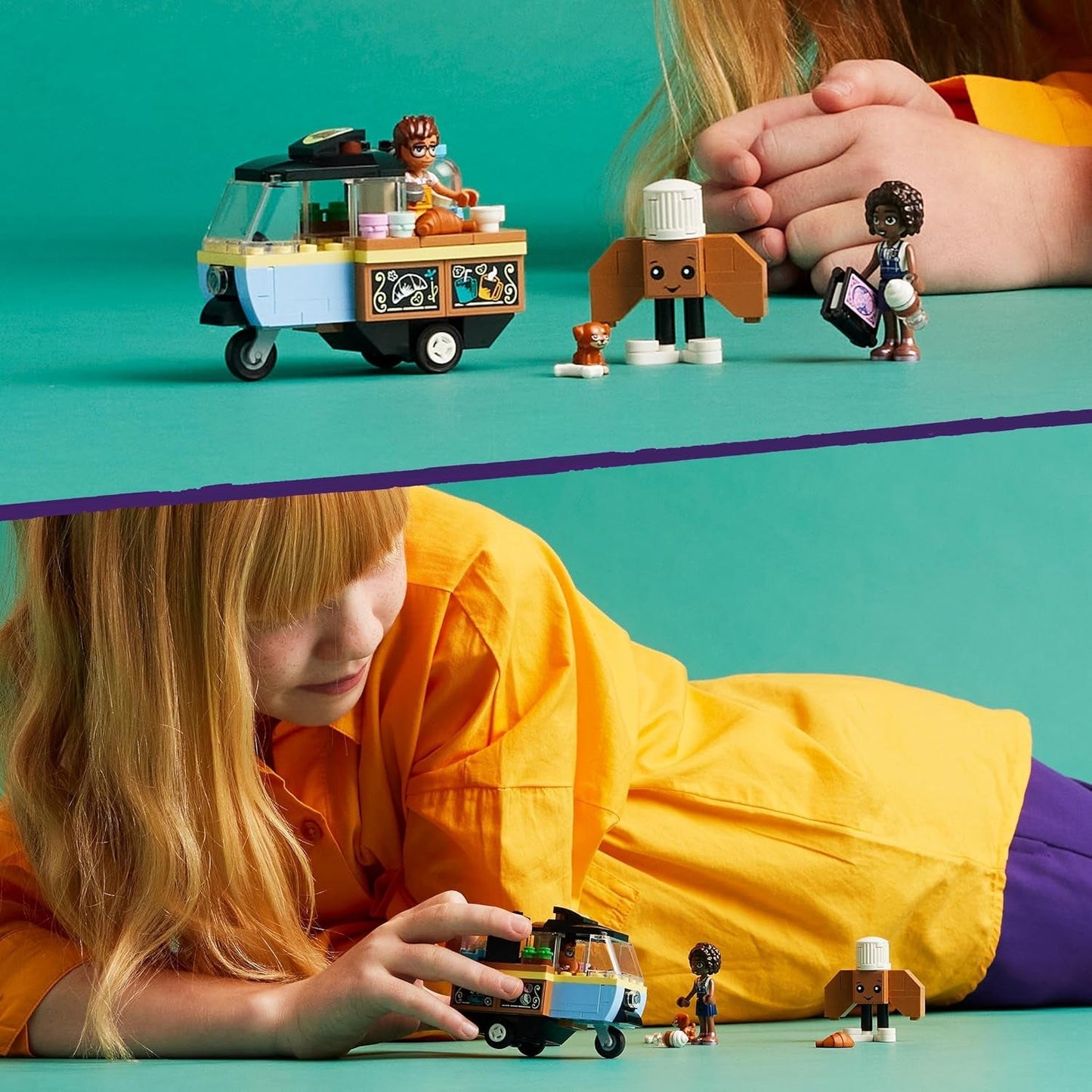 LEGO Friends Rolling Café, jucărie mică de copt pentru copii, cadou pentru fete și băieți de la 6 ani, jucărie educativă cu personajele Aliya, Jules și câinele Aira 42606 Seturi de constructie Besuche den LEGO-Store