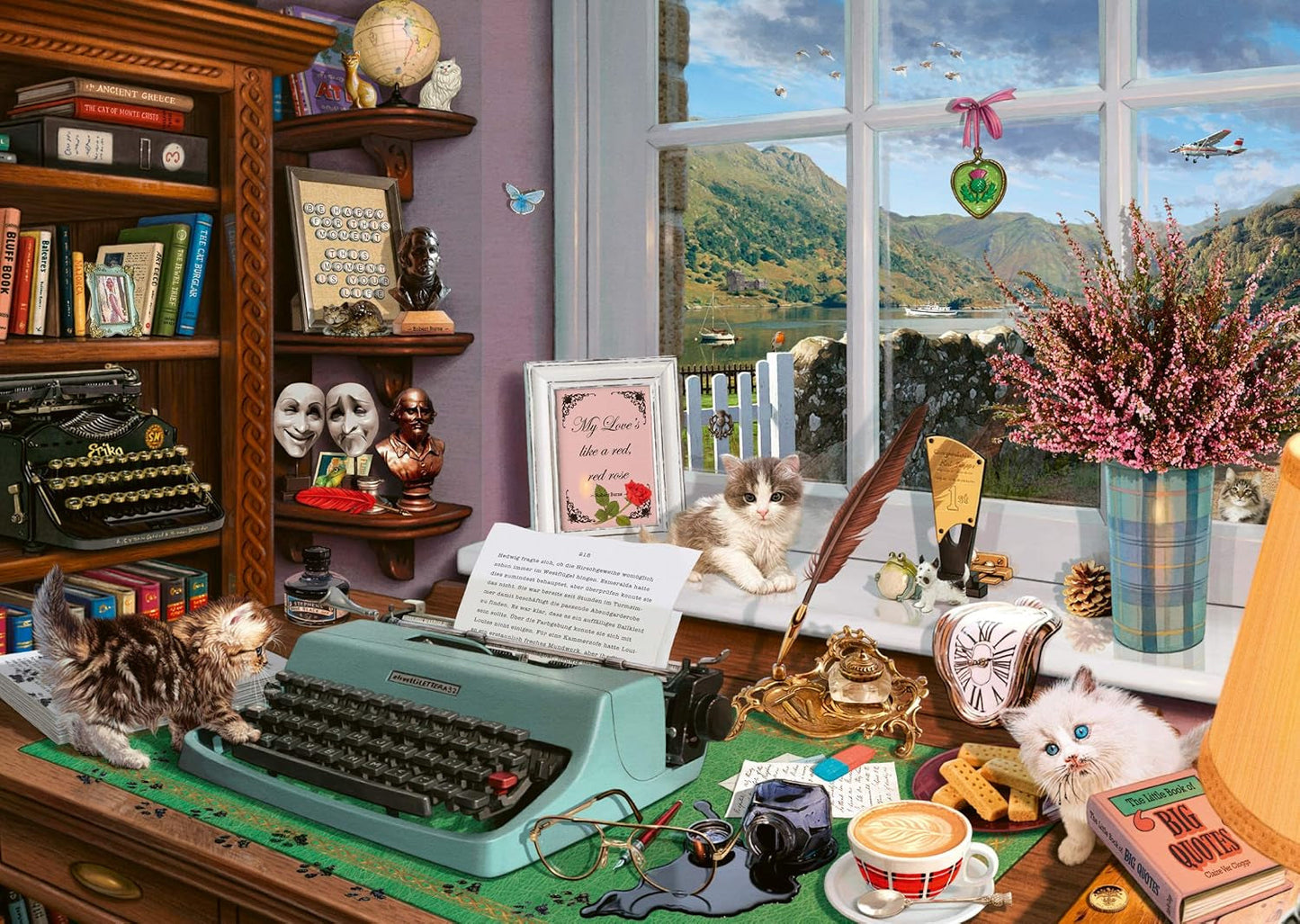 Schmidt Spiele 59920 La birou, 1000 piese Puzzle secret Puzzle Naty Shop