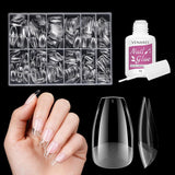 Unghii false scurte, model balerină, 500 bucăți, pentru lipire, 12 dimensiuni, unghii artificiale, scurte, cu gel moale, acoperire completă, vârfuri de unghii pentru unghii cu gel, scurte, S