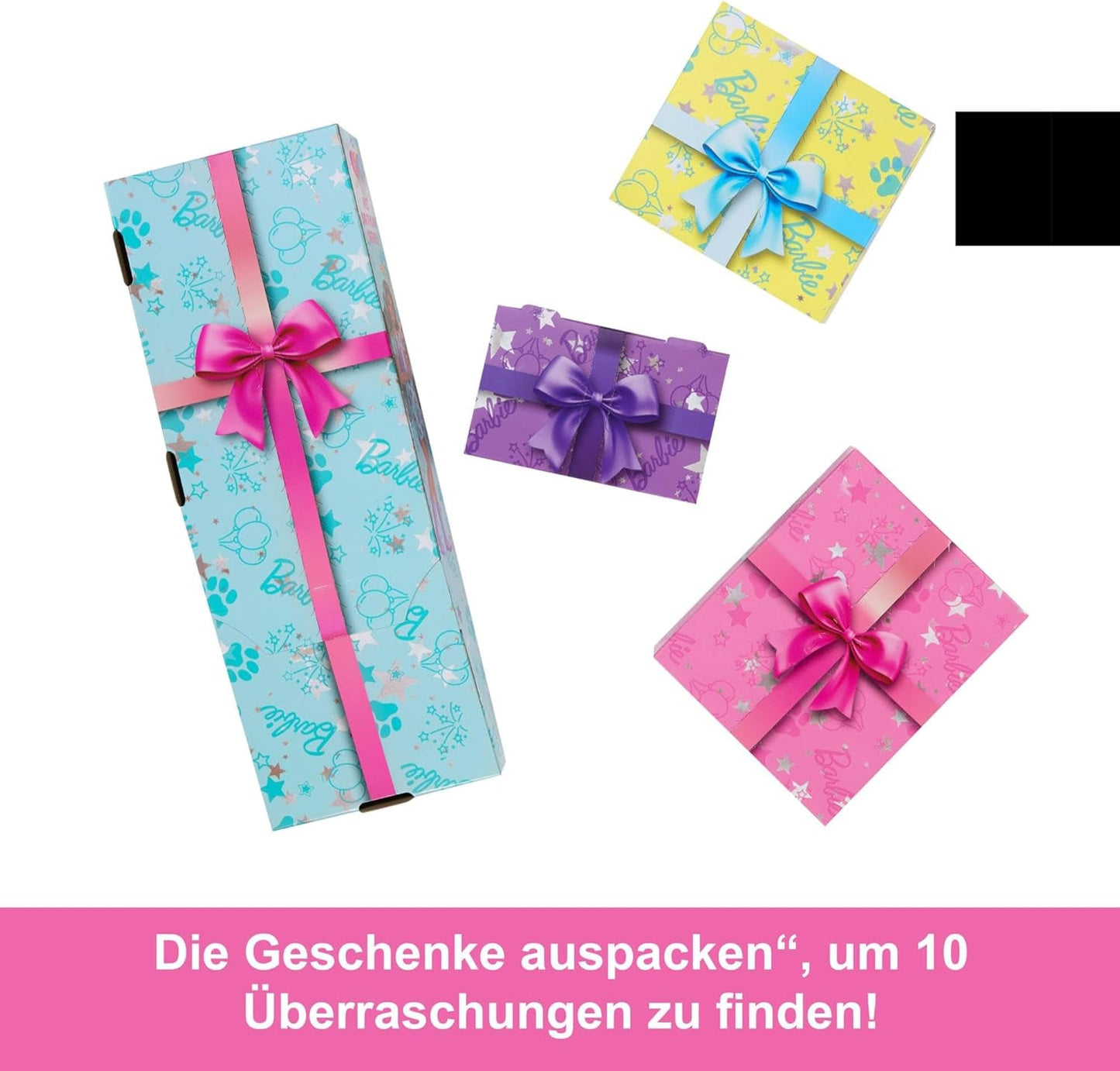 Păpușă Barbie Party fără cutie și accesorii, serie de aniversări pentru animale de companie, set de stele de petrecere cu 10 surprize, inclusiv efect de schimbare a culorii și decorațiuni pentru tort, JFG72