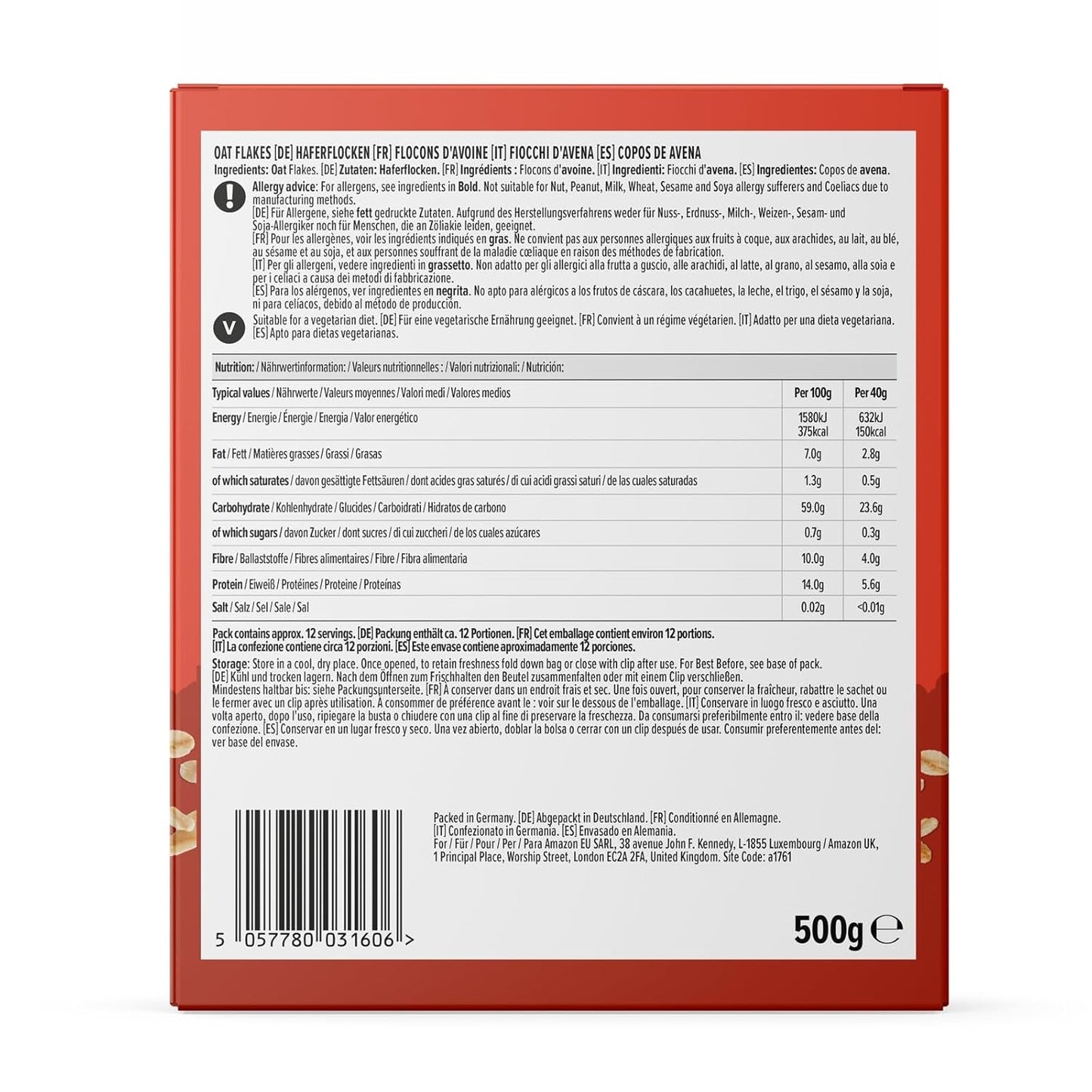 Fulgi de ovăz delicati de la Amazon, 500 g