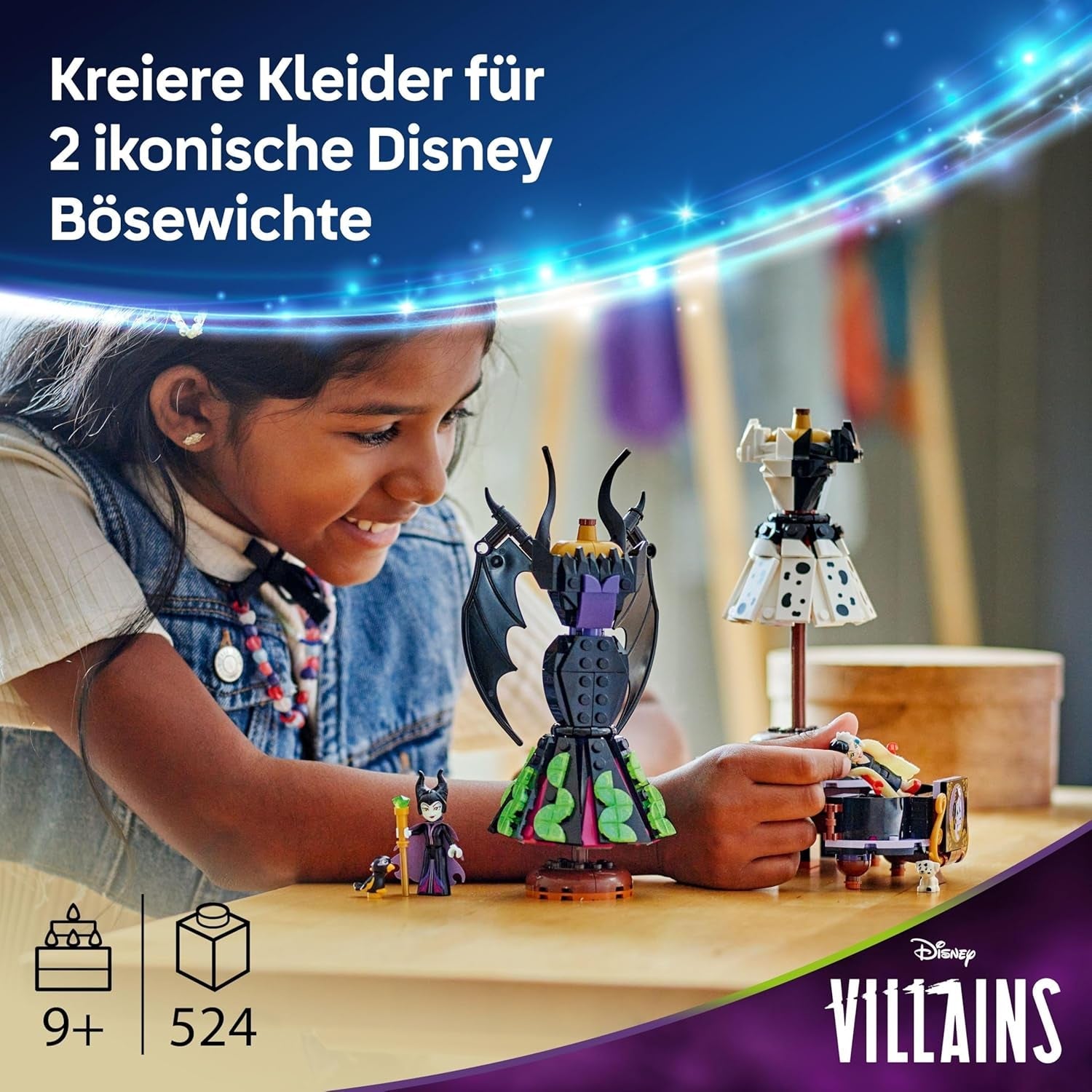 LEGO Ç€ Disney Villains The Dresses Of Maleficent And Cruella De Vil - Jucărie pentru băieți și fete de la 9 ani - Incl. 2 mini păpuși și 2 figurine de animale - Cadou aniversar pentru fani 43262 Seturi de constructie Besuche den LEGO-Store