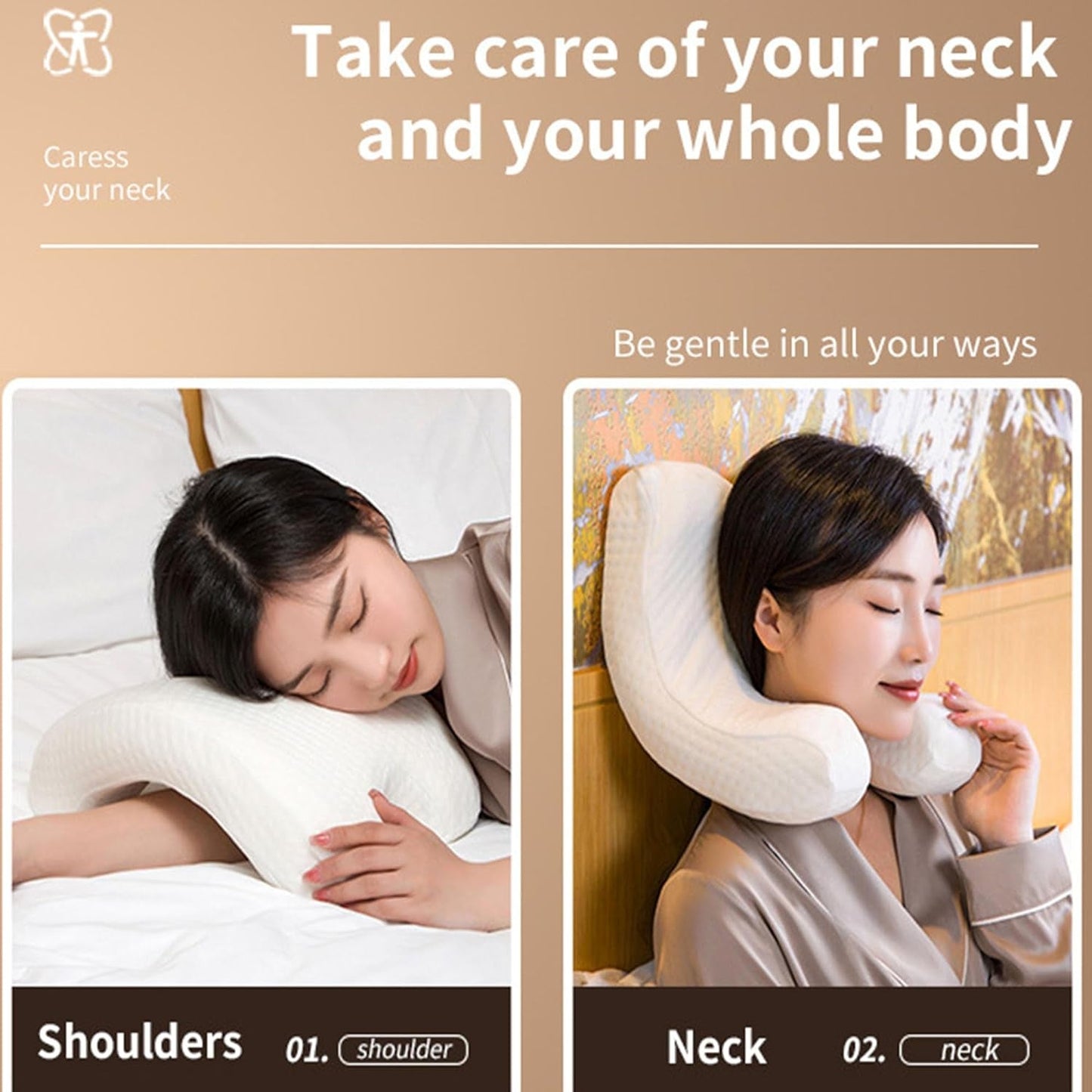 MINGZE Multifuncțional Memory Foam Pillow Neck Pillow Foam, Bow U-Shaped Neck Pillow, Slow Rebound Sleeping Pillow Rebound Pressure Pillow, Pillow Ice Silk for Hand And Neck Protection Perne ortopedice cervicale Naty Shop