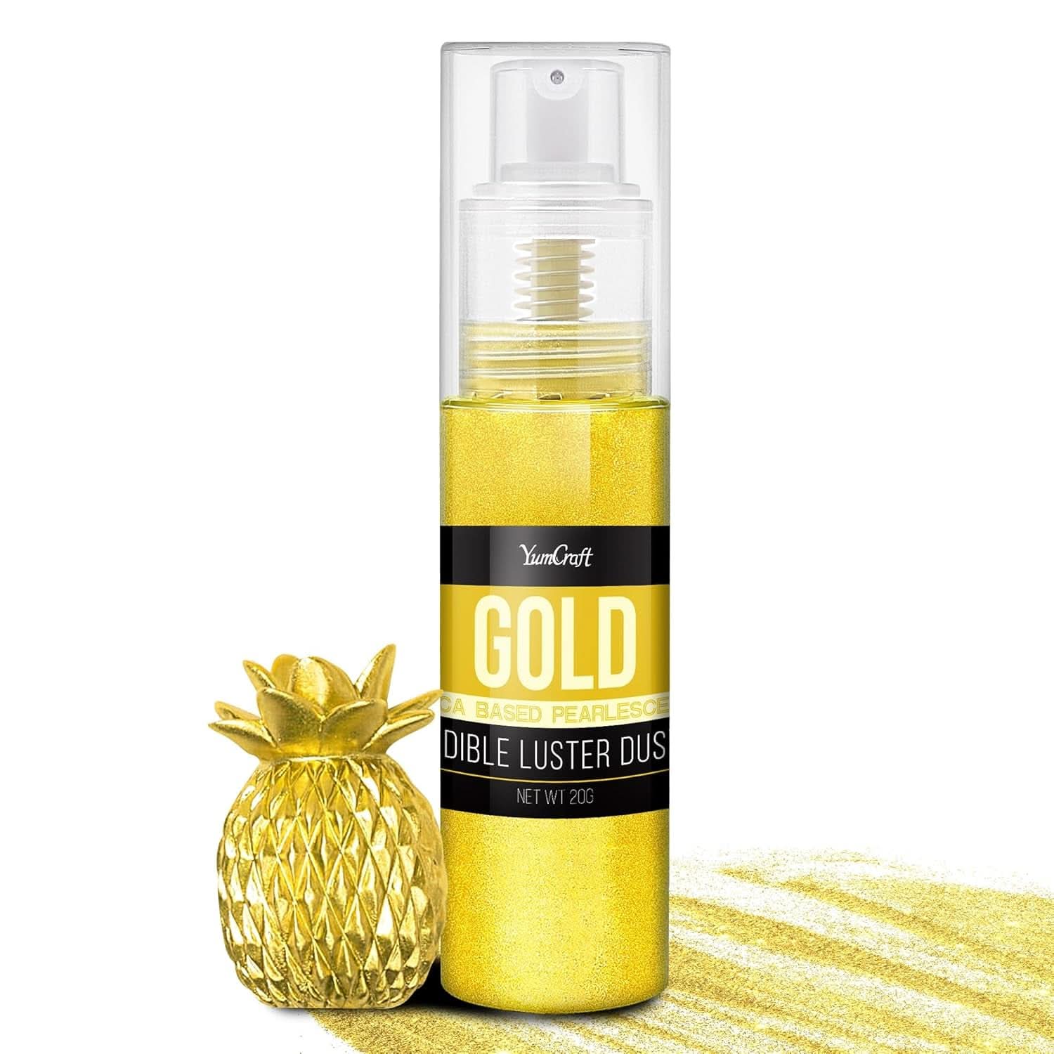 Spray glitter comestibil, 20 grame Naty Shop Auriu