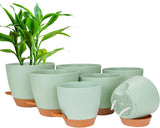 Ghiveci de flori CSYY, set de 7 ghivece de flori din plastic cu sistem de udare, 20,3/19/17,7/16,5/15,2/14/12,7 cm, ghiveci cu auto-udare și farfurie, pentru interior și exterior