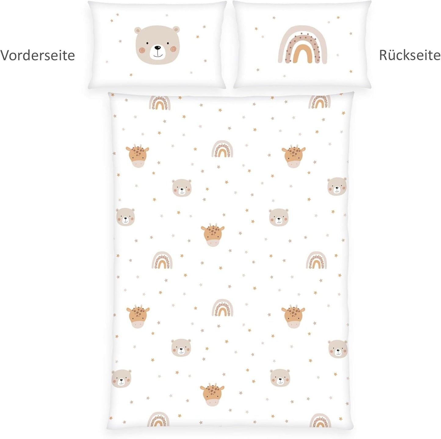 Herding Babybest Little Friends Winterbettwäsche, Kopfkissenbezug 40 X 60 Cm Mit Hoteleinschlag, Bettbezug 100 X 135Cm, Mit Reißverschluss, 100% Baumwolle/Flanell, Weiß, Twin Naty Shop