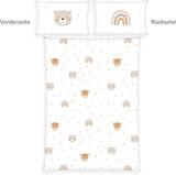 Herding Babybest Little Friends Winterbettwäsche, Kopfkissenbezug 40 X 60 Cm Mit Hoteleinschlag, Bettbezug 100 X 135Cm, Mit Reißverschluss, 100% Baumwolle/Flanell, Weiß, Twin Naty Shop