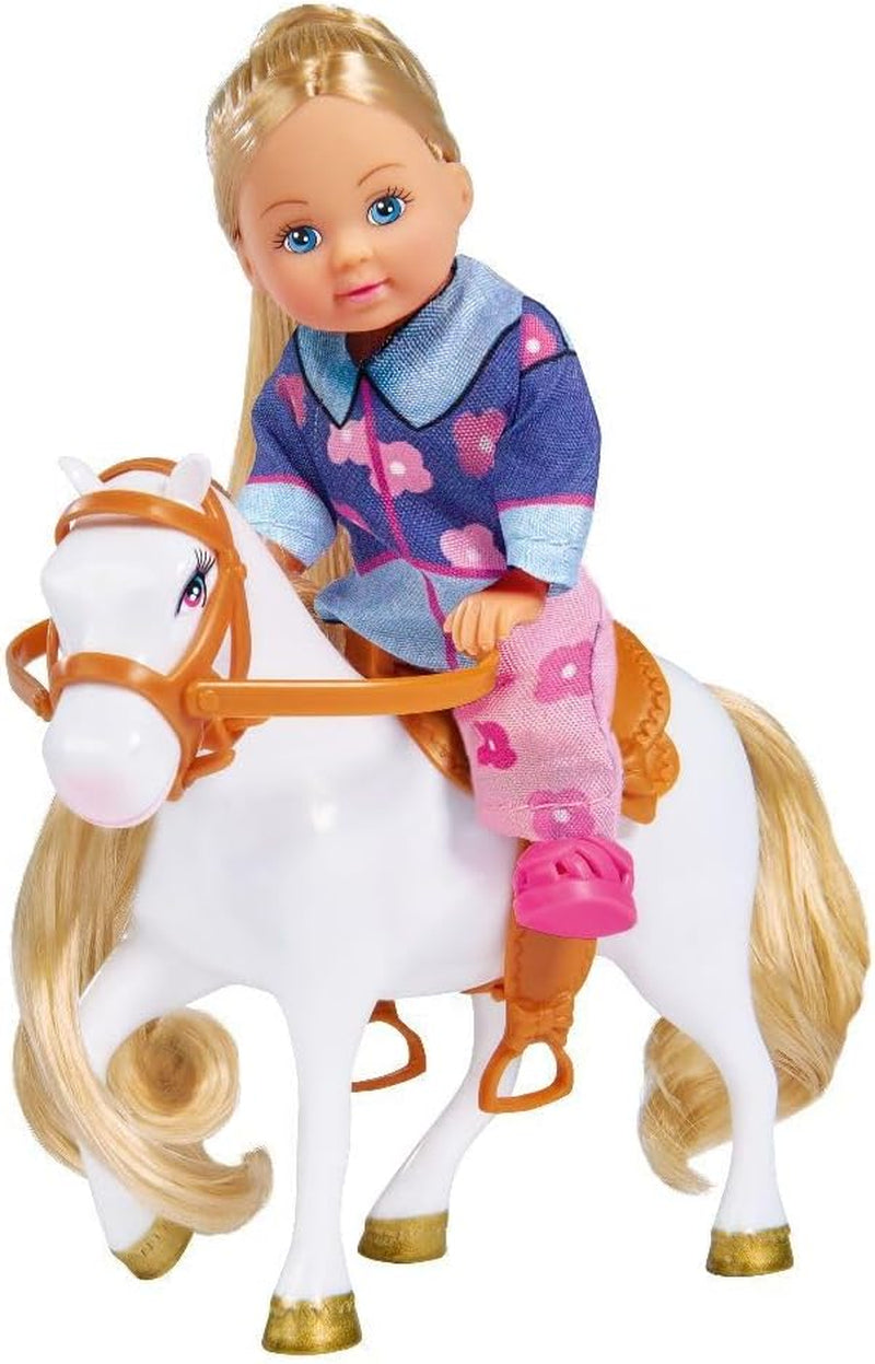 Simba 105737460 - Evi Love Evi Horse Trailer, cu jeep roz, pandantiv violet pentru cal și ponei, păpușă de îmbrăcat, 12 cm, pentru copii de la 3 ani în sus Papusi Naty Shop