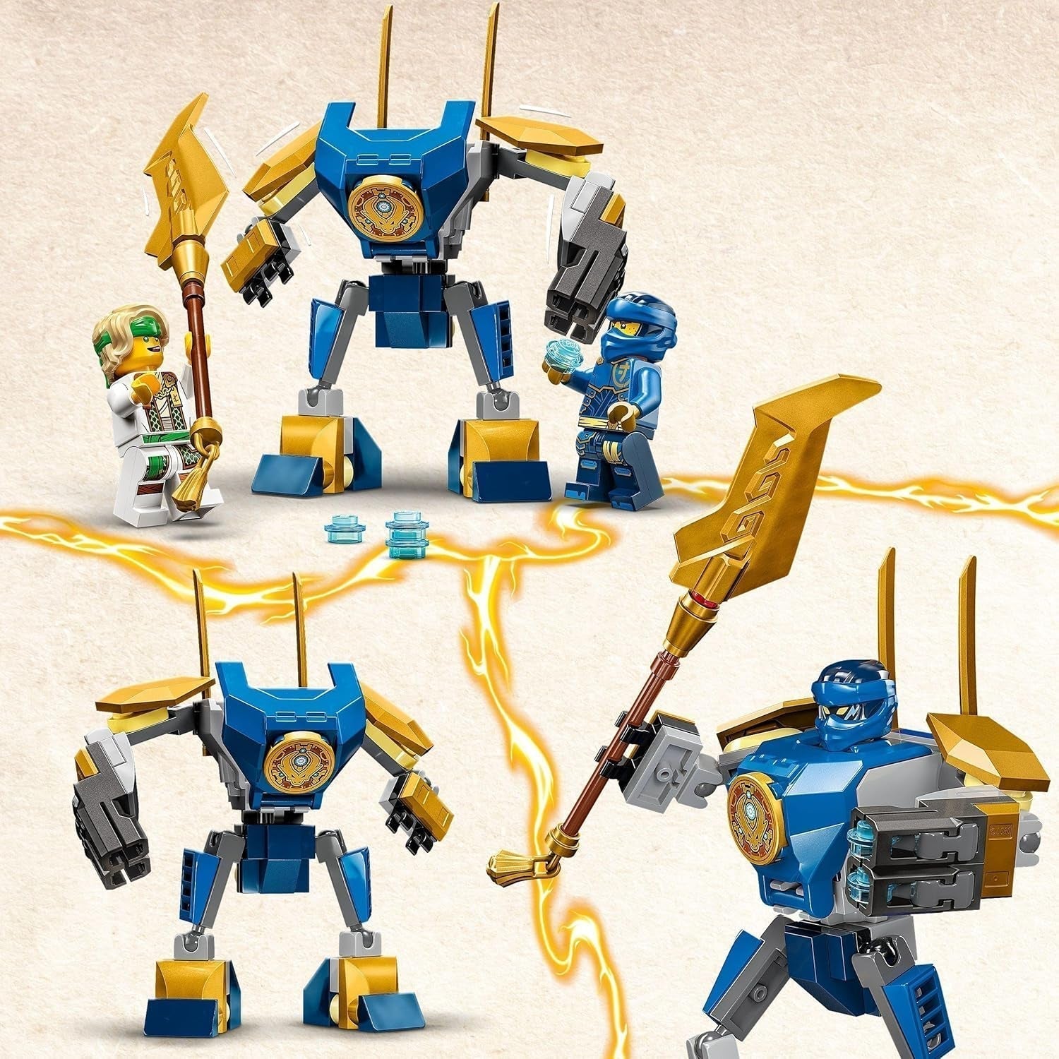 LEGO NINJAGO Jay Battle Mech, jucărie ninja pentru copii cu figurine, inclusiv minifigurina Jay cu mini katana, figurine de acțiune și mecs, cadou mic pentru băieți și fete creative de la 6 ani 71805 Seturi de constructie Besuche den LEGO-Store