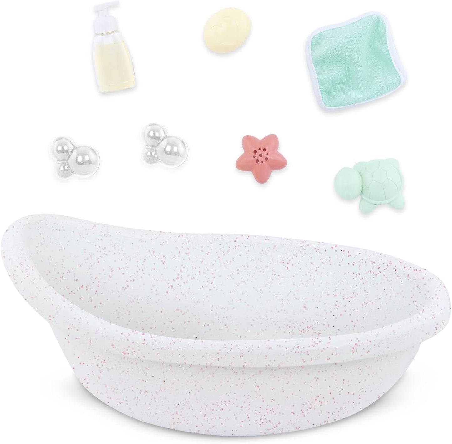LullaBaby – Cădiță de baie pentru păpuși – Set de baie – Jucărie de baie – Accesorii pentru păpuși – Jocuri realiste cu apă – Copii 2 ani +