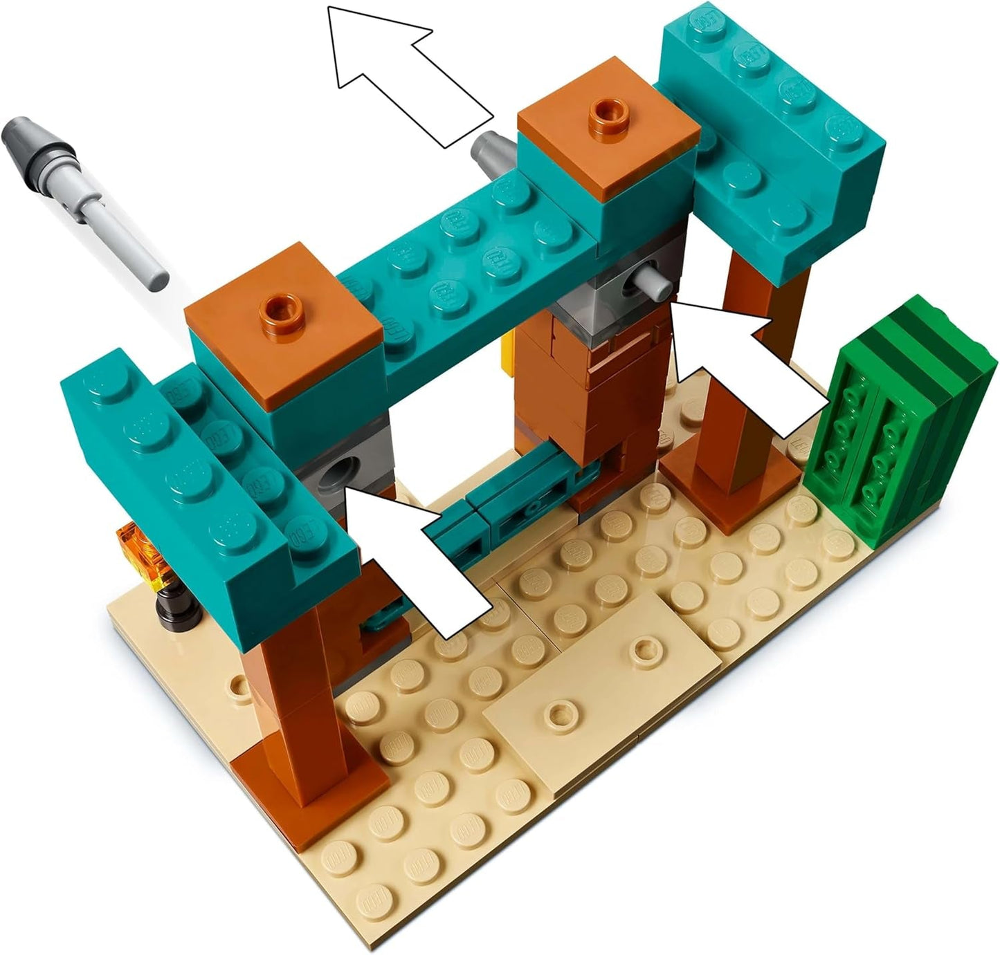 LEGO Minecraft The Illager Desert Patrol, set joc video pentru copii, mini-jucărie cu avanpost și trei minifigurine, inclusiv Plunderer, Servant și Cactus Knight 21267 Seturi de constructie Besuche den LEGO-Store