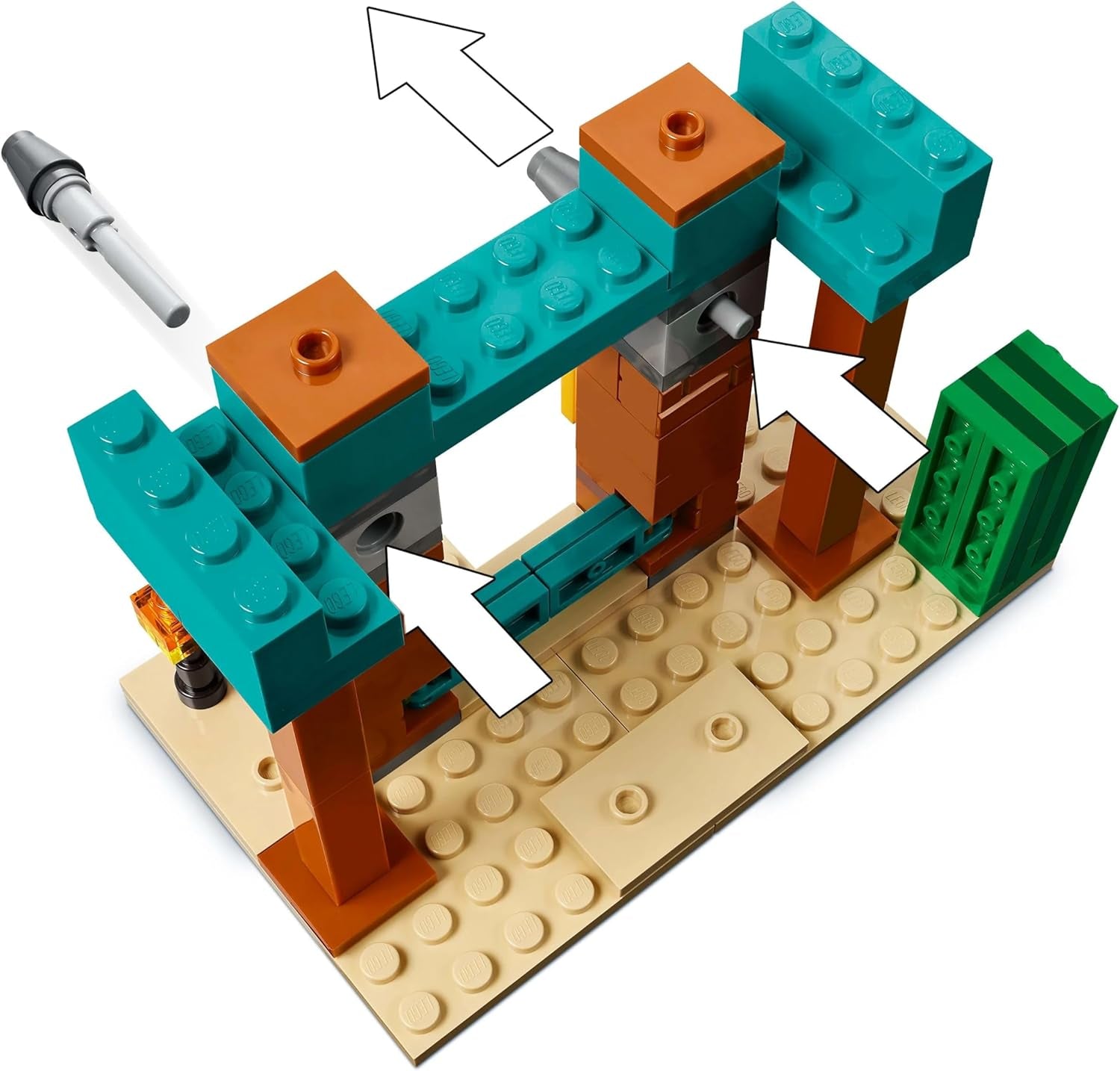 LEGO Minecraft The Illager Desert Patrol, set joc video pentru copii, mini-jucărie cu avanpost și trei minifigurine, inclusiv Plunderer, Servant și Cactus Knight 21267 Seturi de constructie Besuche den LEGO-Store
