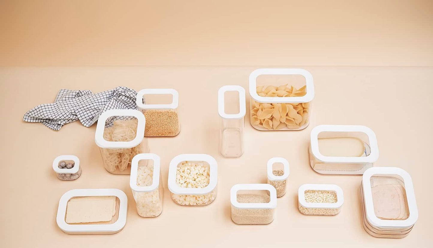 Mepal - Cutie de depozitare pentru frigider Modula XXL - Container pentru alimente cu capac - Organizator de bucătărie și cutie de depozitare din plastic - Organizator stivuibil și etanș pentru frigider - 4800 ml - Alb Cutii depozitare alimente Naty Shop