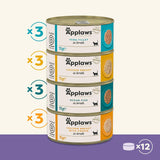 Applaws Hrană umedă premium 100% naturală pentru pisici adulte în bulion - Ton, pui, fructe de mare, selecție mixtă în bulion - Pachet de 12 conserve x 70 g