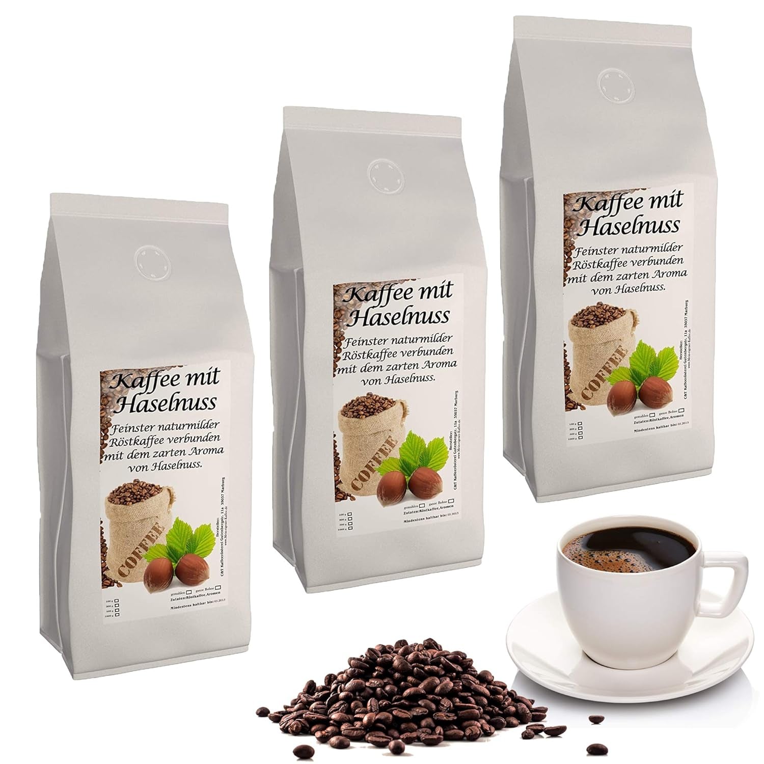 Cafea cu alune aromate, 3 boabe întregi de 1000 g