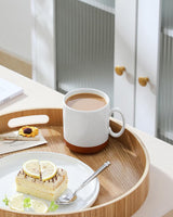 Set de căni de cafea MALACASA, set de cești din gresie 350 ml pentru 4 persoane, cești de cafea moderne pentru ceai, suc, latte, cappuccino, ciocolată caldă. Se poate spăla în mașina de spălat vase și la cuptorul cu microunde, seria TARA, alb kaki