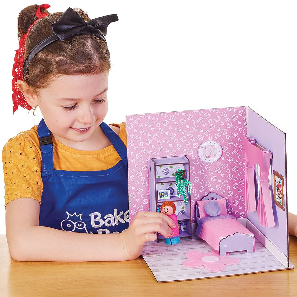 Baker Ross FN255 Kit casă de păpuși mini din lemn - Kit casă de păpuși pentru copii, 1 piesă, kit de lucru manual