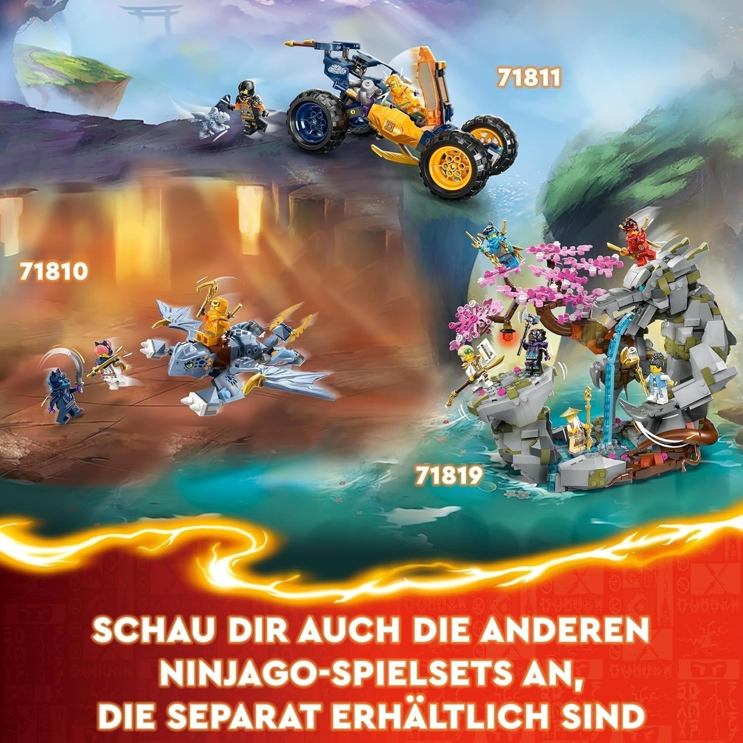 LEGO NINJAGO Kai's Ninja Climbing Mech Set, Jucărie Ninja cu figurină de acțiune construibilă și 4 mini figurine, set de aventură pentru copii, cadou de ziua de naștere pentru băieți și fete de 9 ani 71812 Seturi de constructie Besuche den LEGO-Store