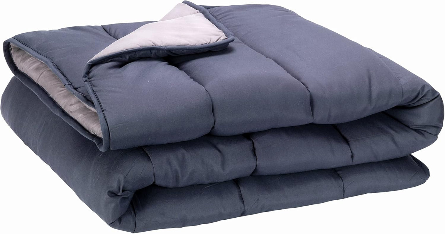 Pikolin Home - Plapumă reversibilă 300 G - Umplutură nordică bicoloră - Pentru pat 90 - confortabilă, caldă, respirabilă, albastru marin, 135 X 200 cm Plapumi si pilote Naty Shop Gri Perna 150/160 - 240 X 220 Cm